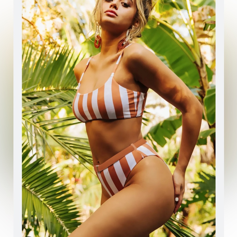 Stripe high rise bikini